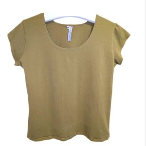 Olive Green Cap Sleeve Top by Cas Greenman Clothing - Size XL - XXL
